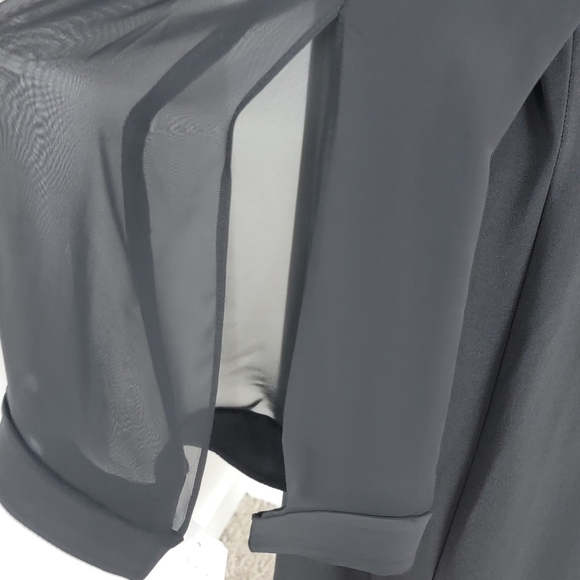 MSK Black Long Sheer Spit Sleeve Cocktail Special Occasion Shift Dress Sz L NEW - Picture 4 of 12